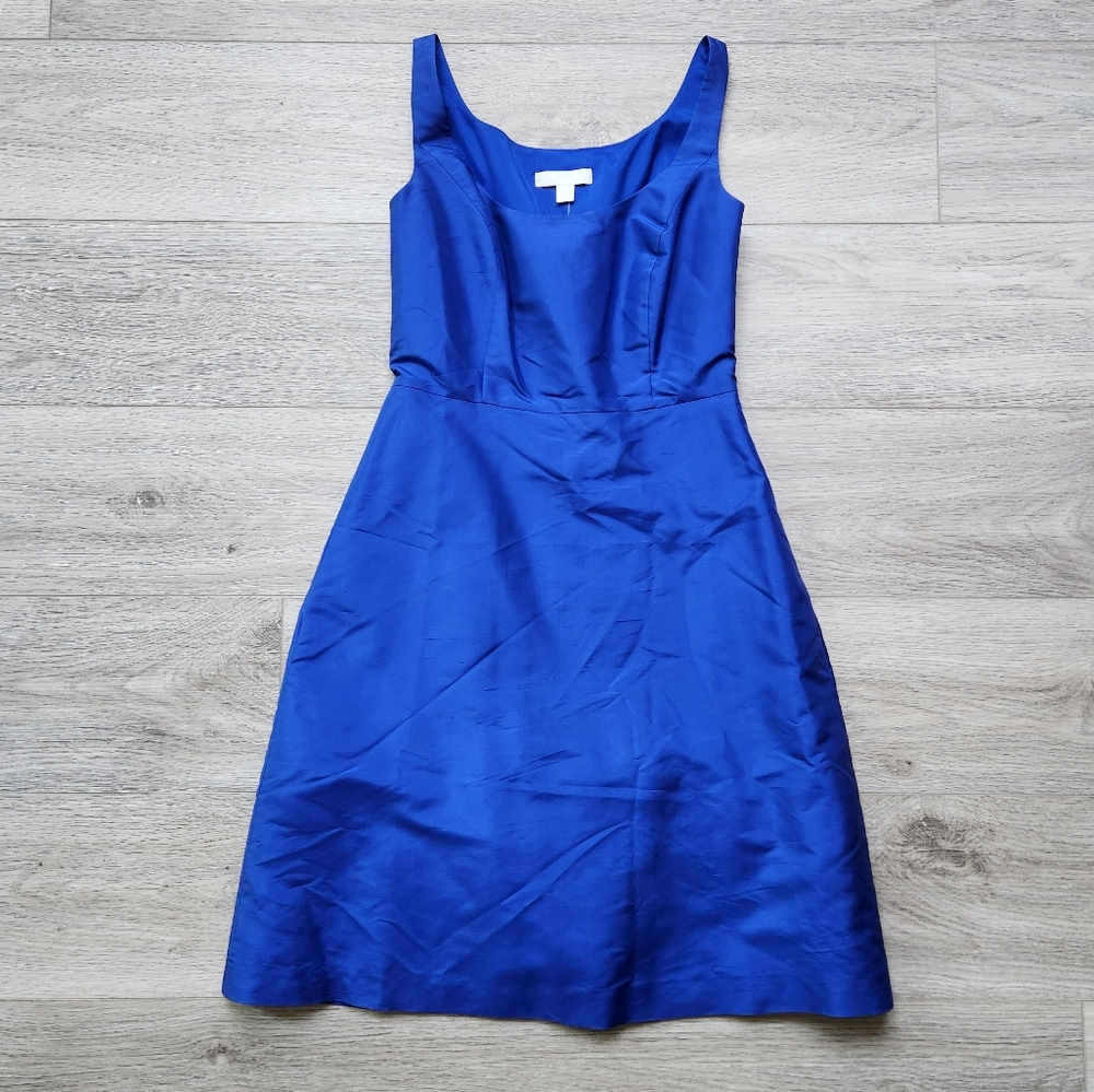 Ann Taylor Blue Silk Dress Womens 0 Scoop Neck Sleeveless Occassion Nwt